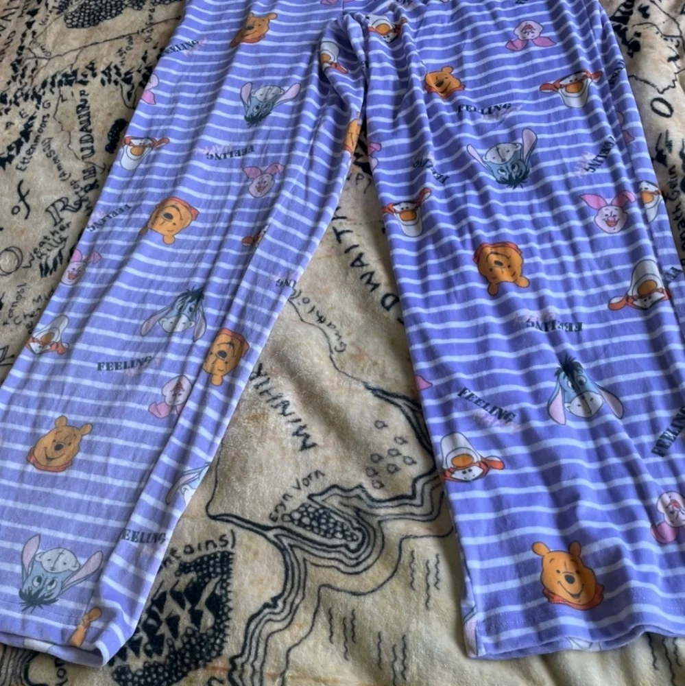 Disney Winnie The Pooh Size Large Purple Striped Pajama Pants Very Soft - Picture 6 of 11